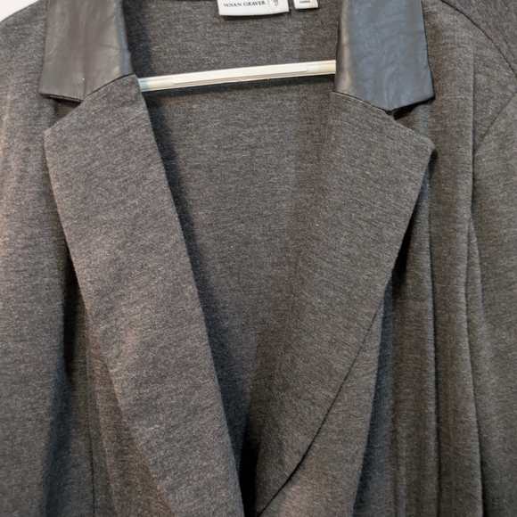 Susan Graver Charcoal Blazer with Black Trim - Picture 3 of 12